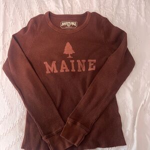 American Eagle Outfitters Brown Graphic Long Sleeve Tee